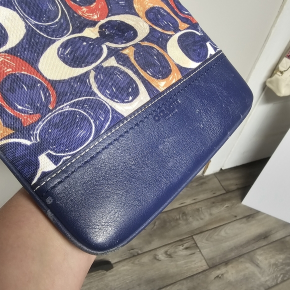 Navy Red Coach Signature Legacy Crossbody Vacation Purse Travel Resort Preppy - Picture 4 of 13